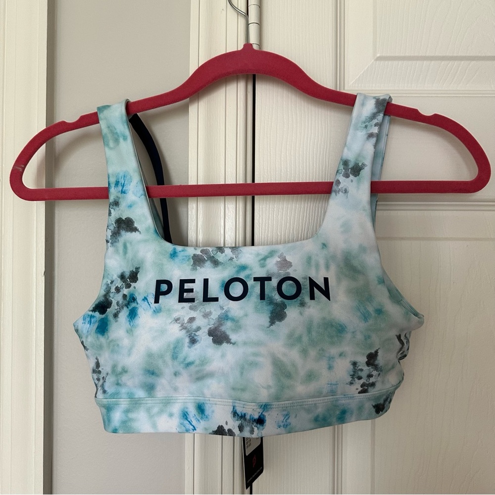 Peloton Sports Bra Blue Diamond Tie-Dye V Back